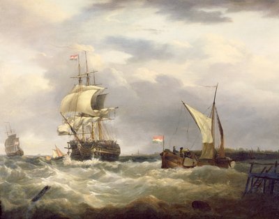 Niederländisches Auswandererschiff, das den Lotsen absetzt und ihre Heimat hinter sich lässt von George Webster